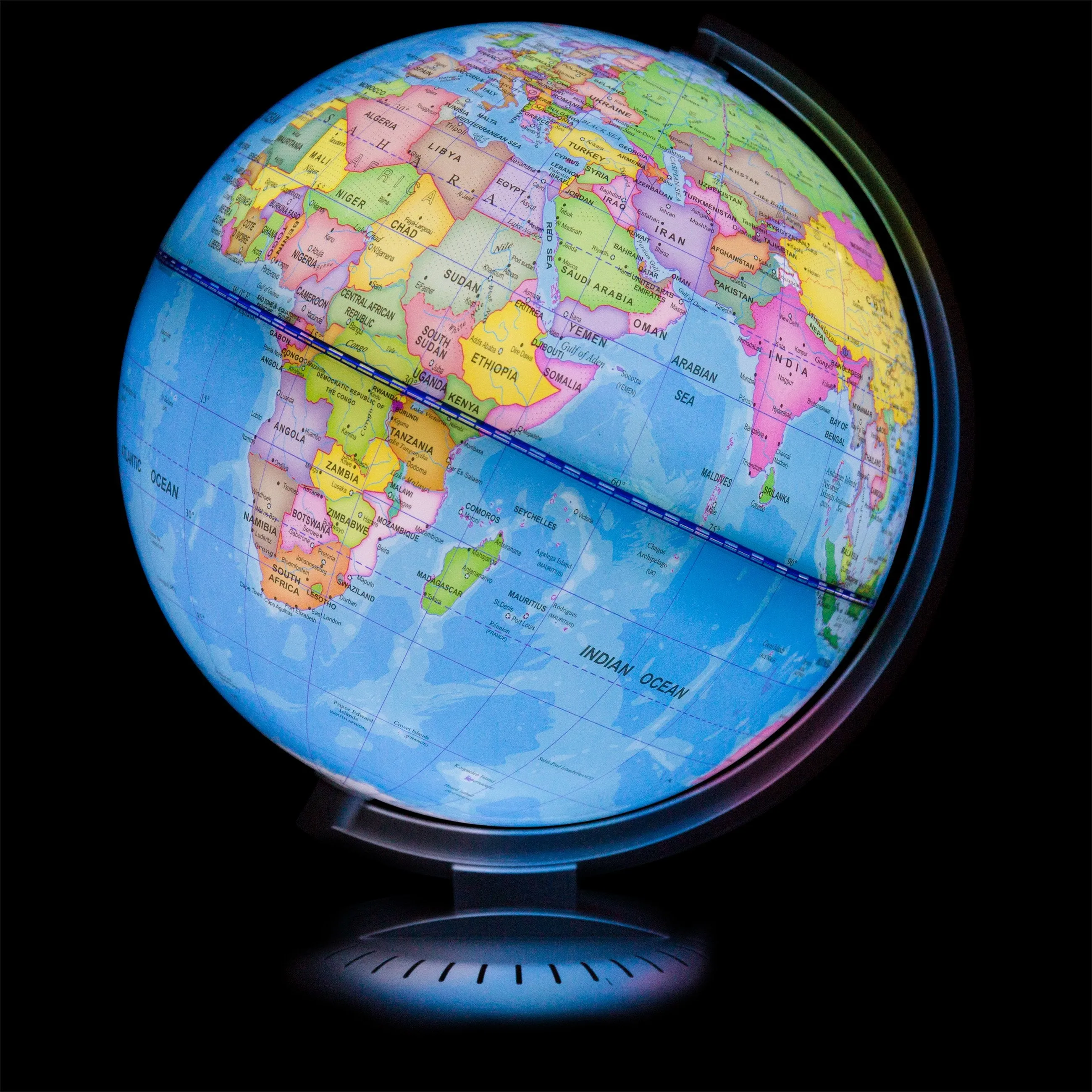 8in Illuminated World Geographical Globe w/ LED Lights